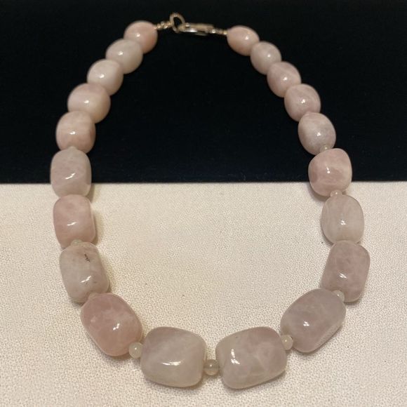 Vintage Chunky Rose Quartz Necklace - Picture 9 of 16